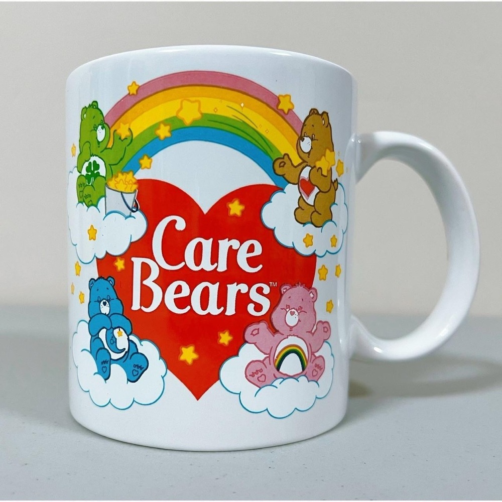 White Care Bears Rainbow Heart Cartoon Graphic Coffee Mug Cup 🌈🐻✨ #carebears